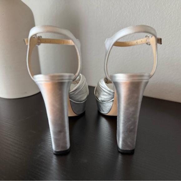 Jimmy Choo Metallic Silver Block Heels - Heloise 120 - Picture 5 of 6